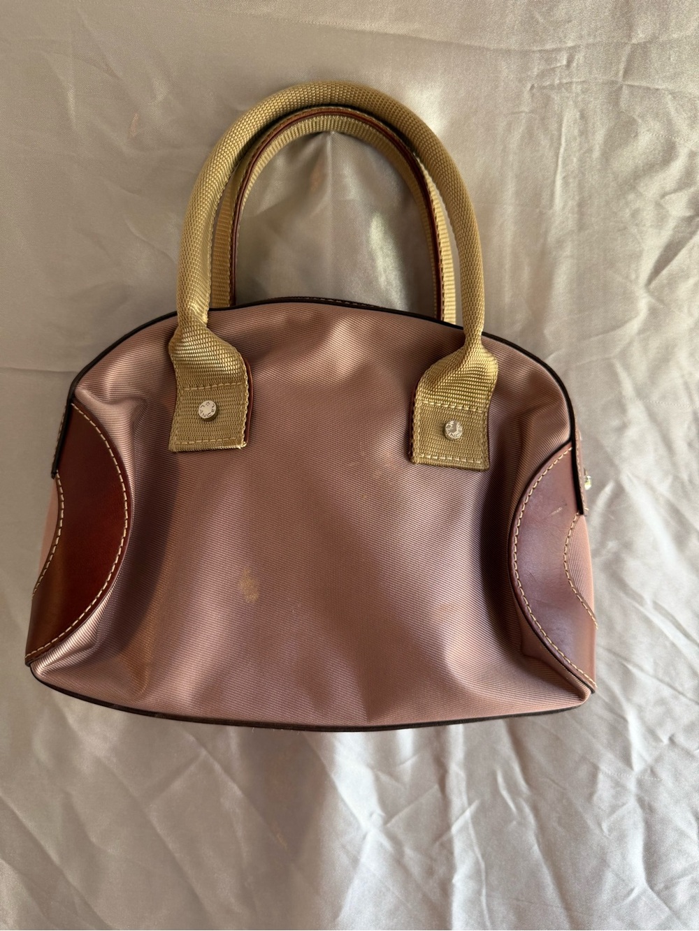 Vintage Lancel Paris Nylon and Leather Mini Bowling Bag